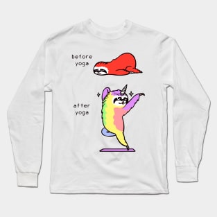 Before And After Yoga Sloth Long Sleeve T-Shirt